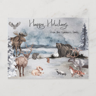 Rudolph's Big Day Woodland Animals Holiday Postcard