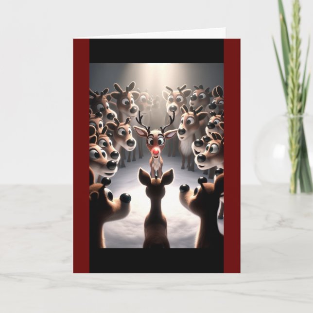 Rudolph's Radiant Christmas Holiday Card (Front)