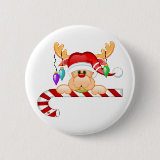 Rudy Candy Cane 6 Cm Round Badge