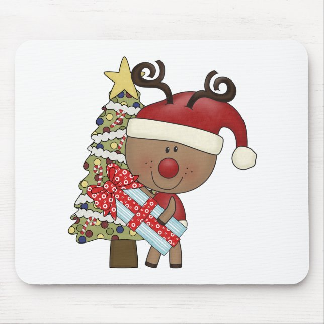 Rudy Reindeer Holiday Tree Mouse Mat (Front)