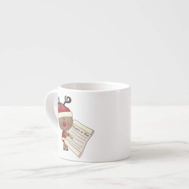 Rudy Reindeer Naughty or Nic Espresso Cup (Front Left)
