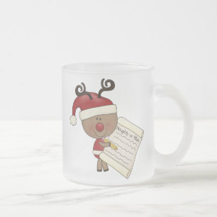Rudy Reindeer Naughty or Nic Frosted Glass Coffee Mug