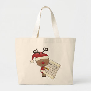 Rudy Reindeer Naughty or Nic Large Tote Bag