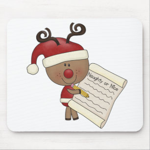Rudy Reindeer Naughty or Nic Mouse Mat