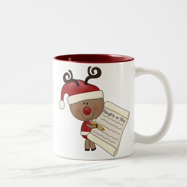 Rudy Reindeer Naughty or Nic Two-Tone Coffee Mug (Right)