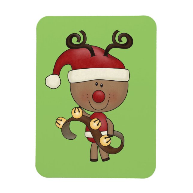 Rudy Reindeer With Bells Magnet (Vertical)