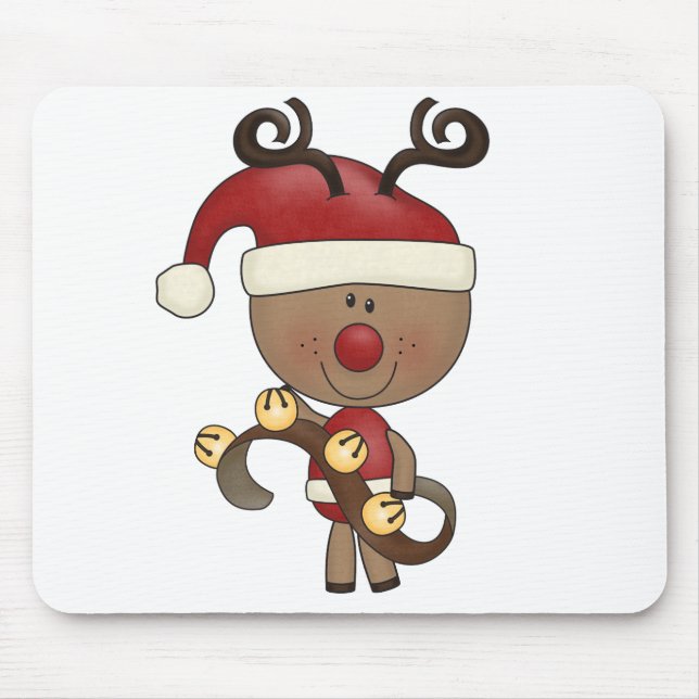 Rudy Reindeer With Bells Mouse Mat (Front)