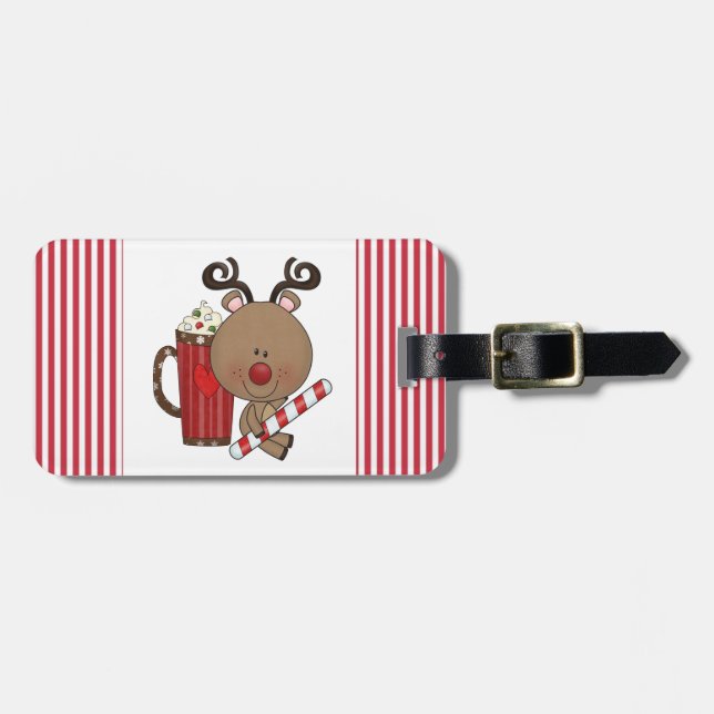 Rudy Reindeer With Cocoa Luggage Tag (Front Horizontal)