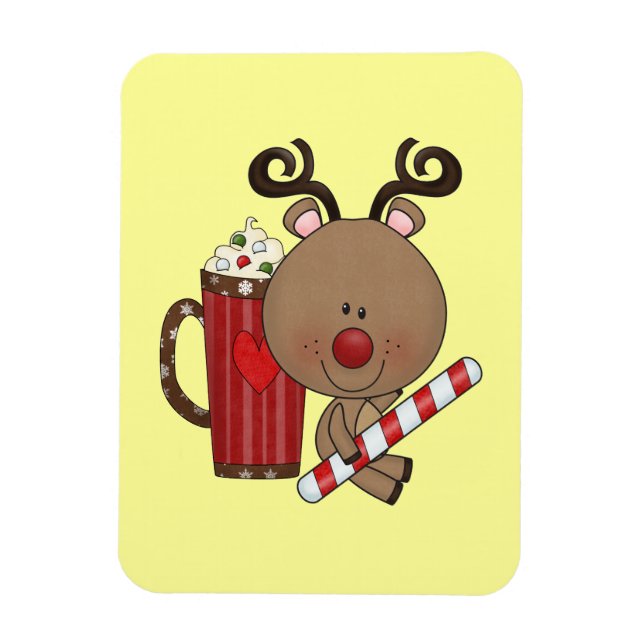 Rudy Reindeer With Cocoa Magnet (Vertical)