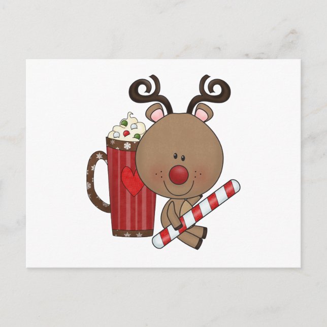 Rudy Reindeer With Cocoa Postcard (Front)