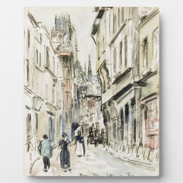 Rue Damiette, Rouen (ca. 1884) by Camille Pissarro Plaque (Front)