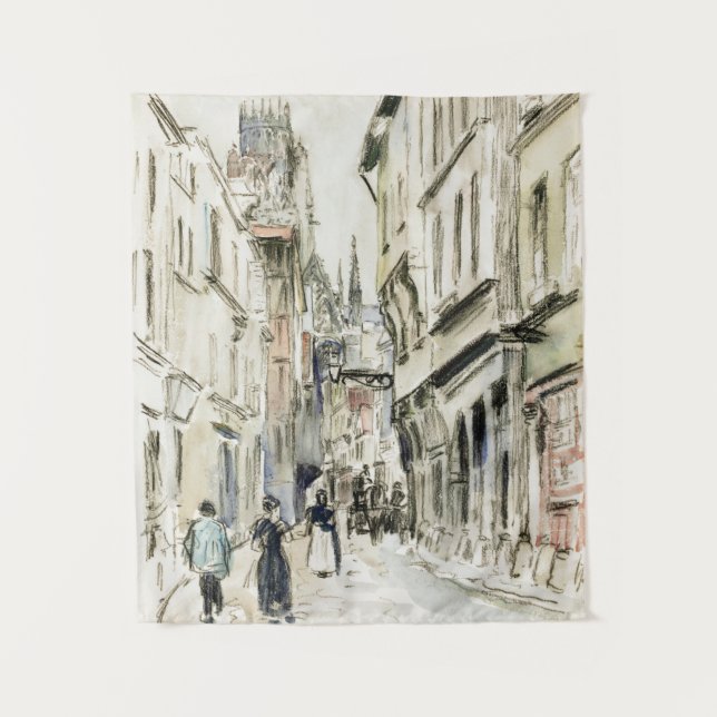 Rue Damiette, Rouen (ca. 1884) by Camille Pissarro Tapestry (Front)
