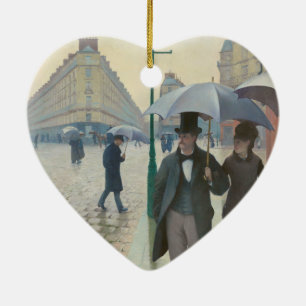 Rue de Paris Temps de Pluie by Gustave Caillebotte Ceramic Tree Decoration