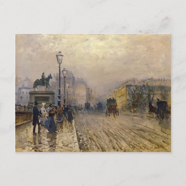 Rue de Paris with Carriages by Giuseppe de Nittis Postcard (Front)