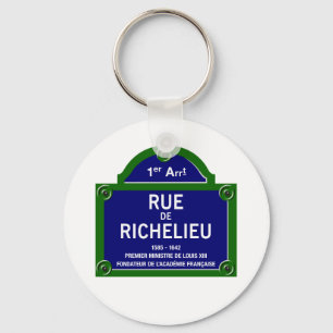 Rue de Richelieu, Paris Street Sign Key Ring