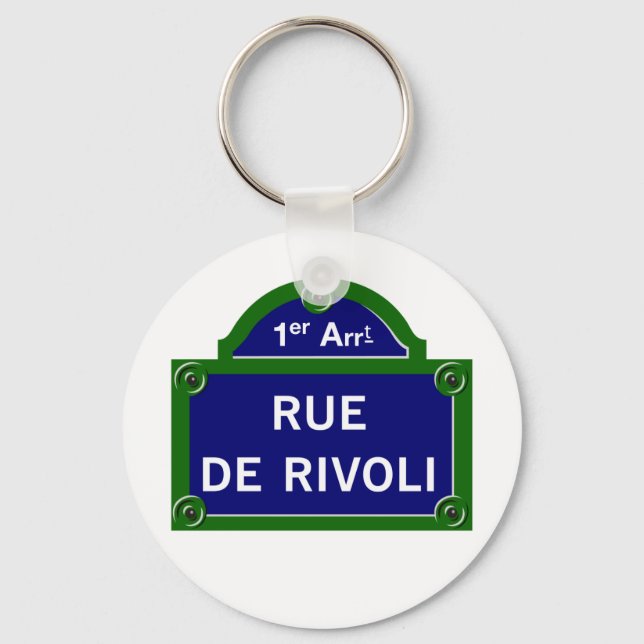 Rue de Rivoli, Paris Street Sign Key Ring (Front)