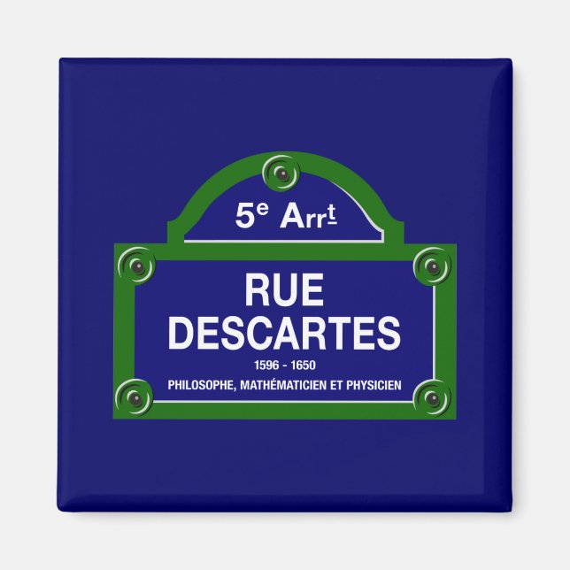 Rue Descartes, Paris Street Sign Magnet (Front)