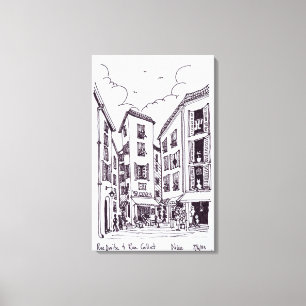 Rue Droite & Rue Collet   Old Nice, France Canvas Print
