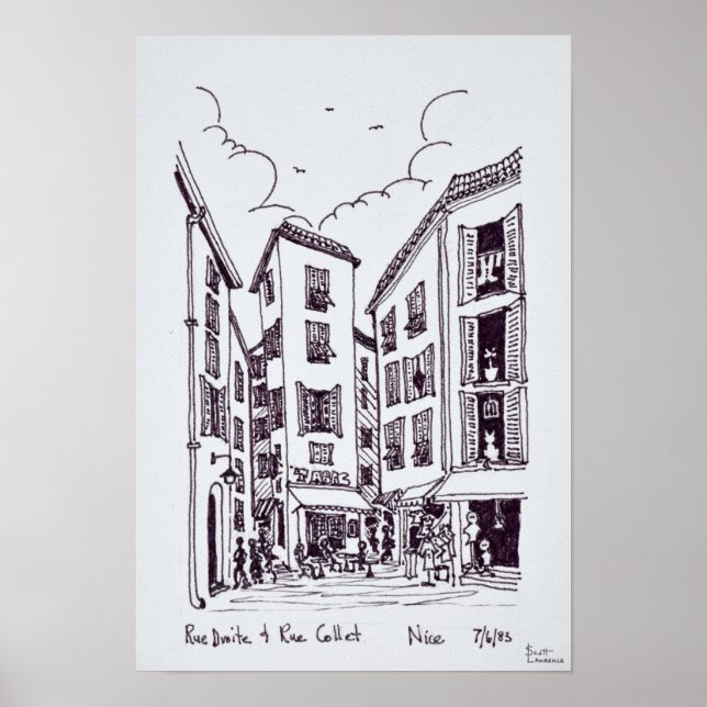 Rue Droite & Rue Collet | Old Nice, France Poster (Front)