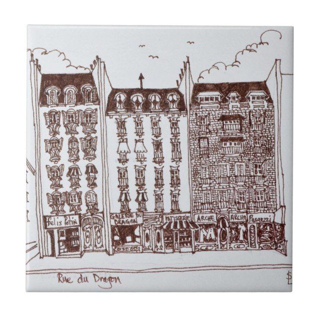 Rue du Dragon, Saint-Germain-des-Pres, Paris Tile (Front)