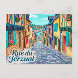 Rue du Jerzual, Dinan France Postcard