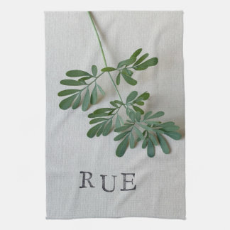 Rue leaves with word tea towel
