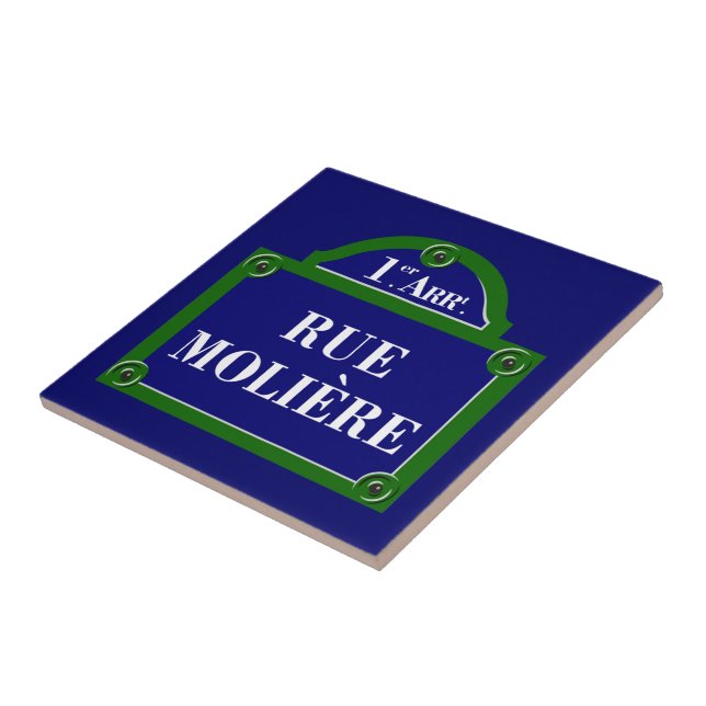 Rue Moliere, Paris Street Sign Tile (Side)