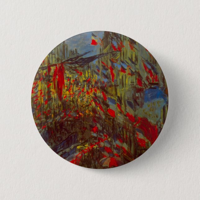 Rue Montorgueil with Flags by Claude Monet 6 Cm Round Badge (Front)