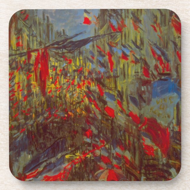 Rue Montorgueil with Flags by Claude Monet Coaster (Front)
