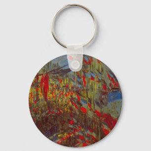 Rue Montorgueil with Flags by Claude Monet Key Ring