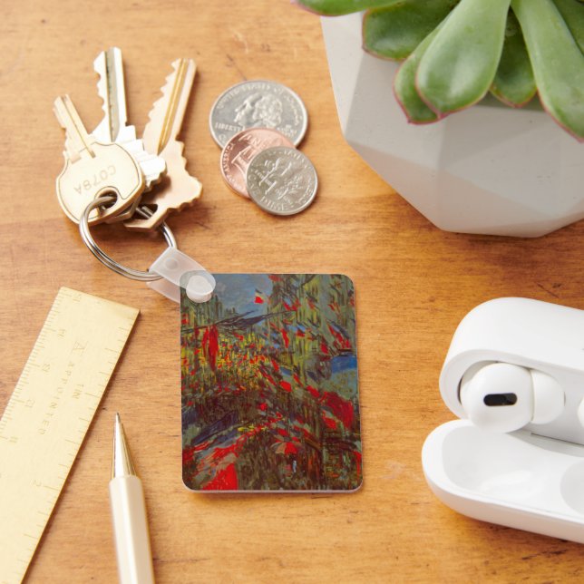 Rue Montorgueil with Flags by Claude Monet Key Ring (Desk)