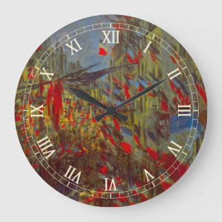 Rue Montorgueil with Flags by Claude Monet Large Clock