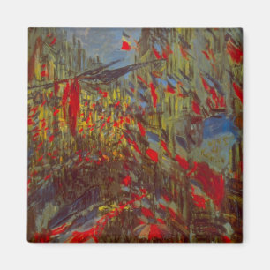 Rue Montorgueil with Flags by Claude Monet Magnet