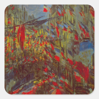 Rue Montorgueil with Flags by Claude Monet Square Sticker