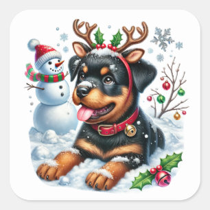 Ruff the Red-Nosed Rottie! Square Sticker