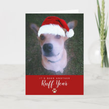 Ruff Year 2021 Funny Dog Pun Pet Christmas Photo