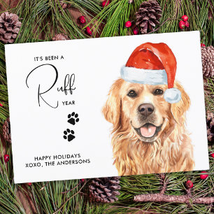 Ruff Year in Review Funny Golden Retriever Dog Holiday Card