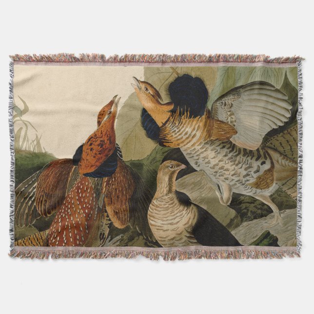 Ruffed Grouse Audubon Game Bird Throw Blanket (Front)