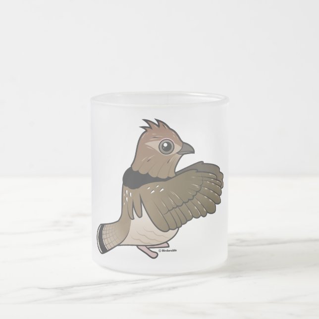 Ruffed Grouse (drumming) Frosted Glass Coffee Mug (Center)