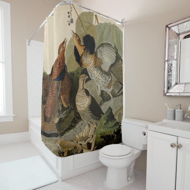 Ruffed Grouse - from Audubon's Birds of America Sh Shower Curtain (In Situ)