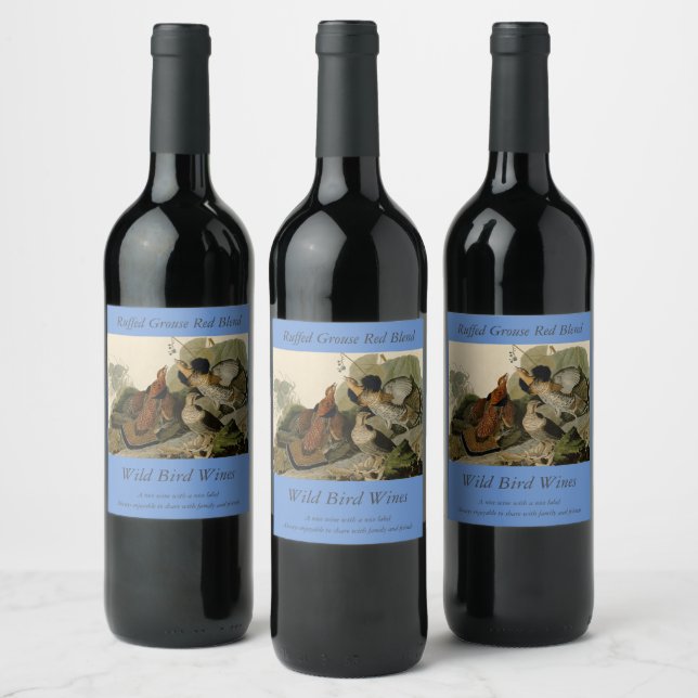 Ruffed Grouse - from Audubon's Birds of America Wine Label (Bottles)