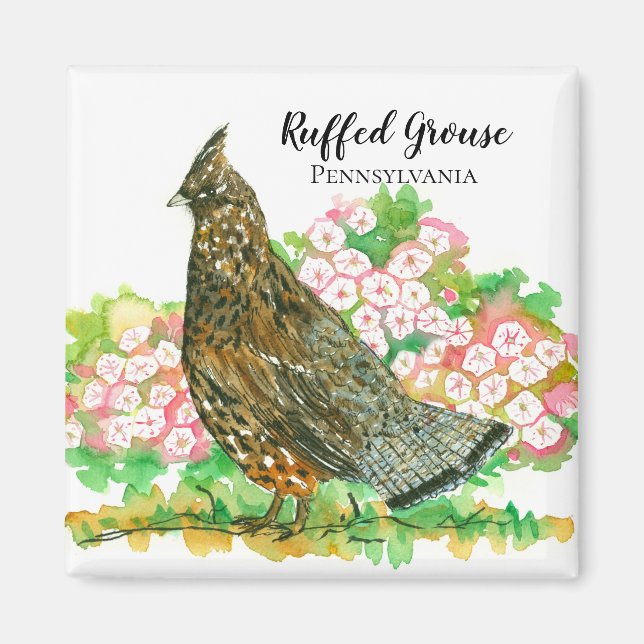 Ruffed Grouse Pennsylvania Mountain Laurel Magnet (Front)