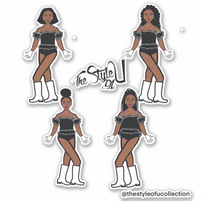Ruffle Majorette / Dancer Stickers Black Diamond (Front)