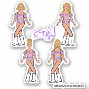 Ruffle Majorette / Dancer Stickers Lilac Stones