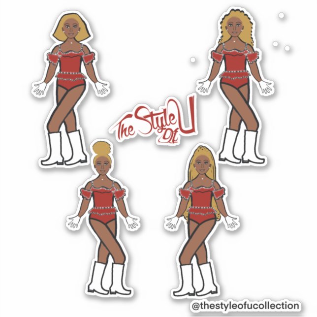 Ruffle Majorette / Dancer Stickers Red Diamond (Front)