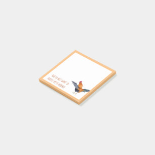 "Ruffle My Feathers" colourful watercolor rooster Post-it Notes