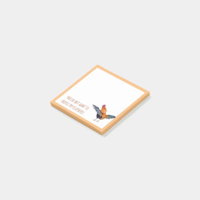 "Ruffle My Feathers" colourful watercolor rooster Post-it Notes (Angled)