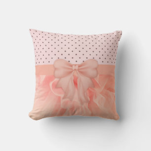 Ruffle peach polka dot baby cushion