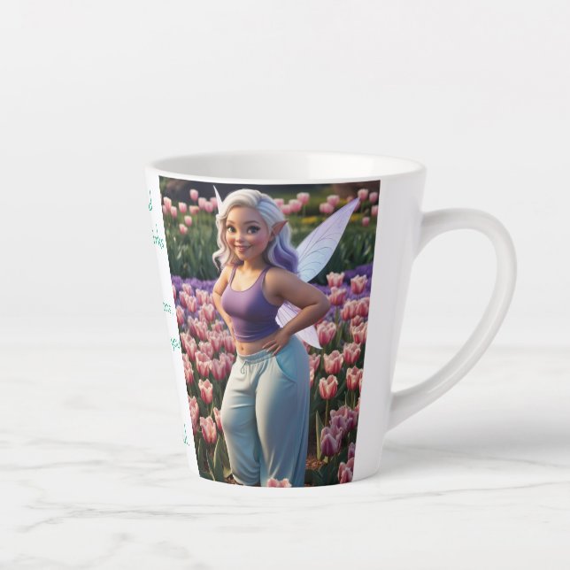 Ruffle Pedal Tulip Fairy  Latte Mug (Right)