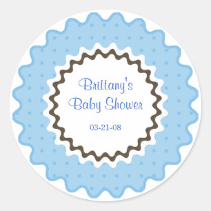 Ruffle Sticker, blue and brown Classic Round Sticker